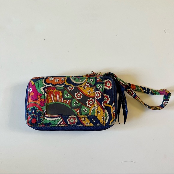 Vera Bradley Venetian Paisley Purse Bag Tote Navy Blue Orange Wristlet Wallet - Picture 11 of 15